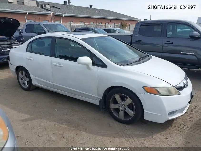 2009 HONDA CIVIC VIN 2HGFA16649H024997 — фото 13