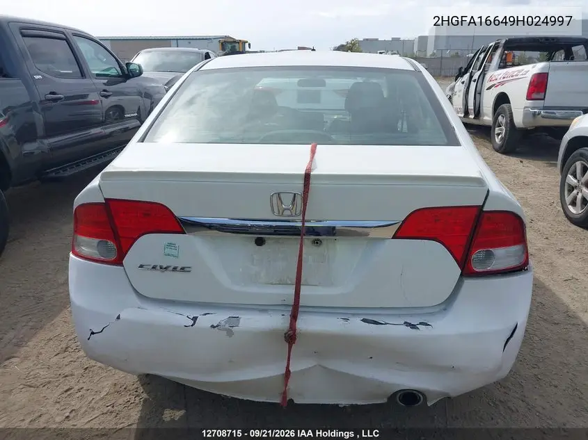 2009 HONDA CIVIC VIN 2HGFA16649H024997 — фото 16