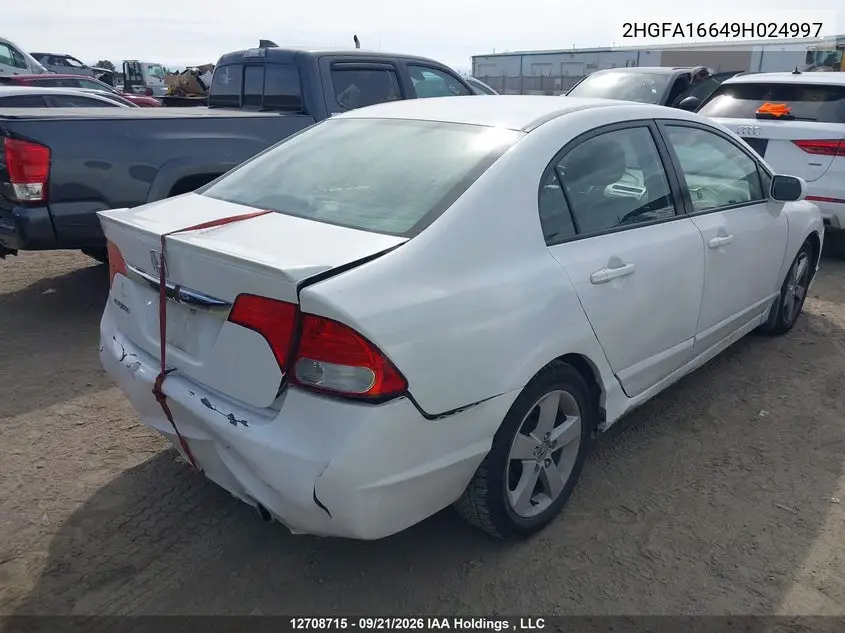 2009 HONDA CIVIC VIN 2HGFA16649H024997 — фото 4