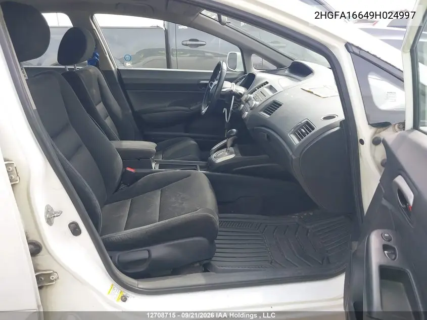 2009 HONDA CIVIC VIN 2HGFA16649H024997 — фото 5
