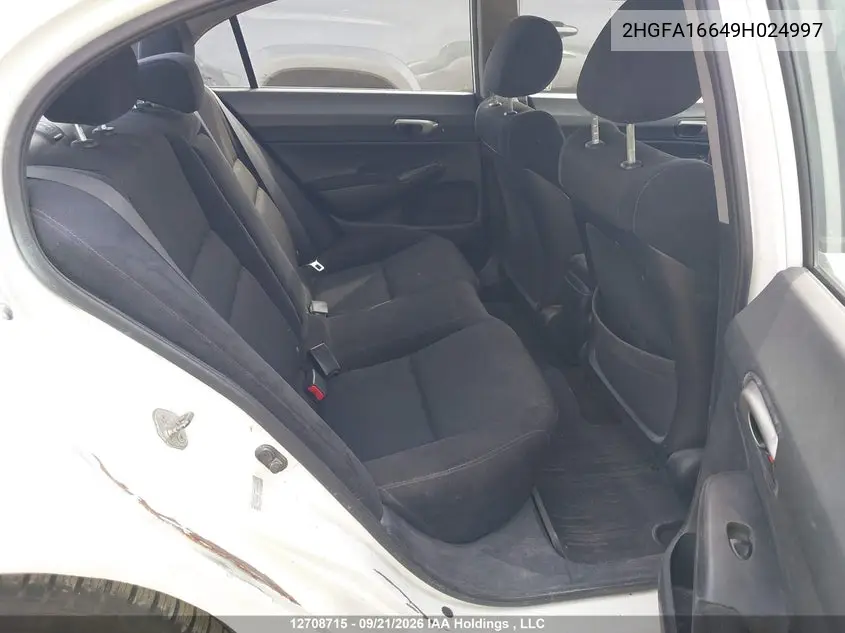 2009 HONDA CIVIC VIN 2HGFA16649H024997 — фото 8