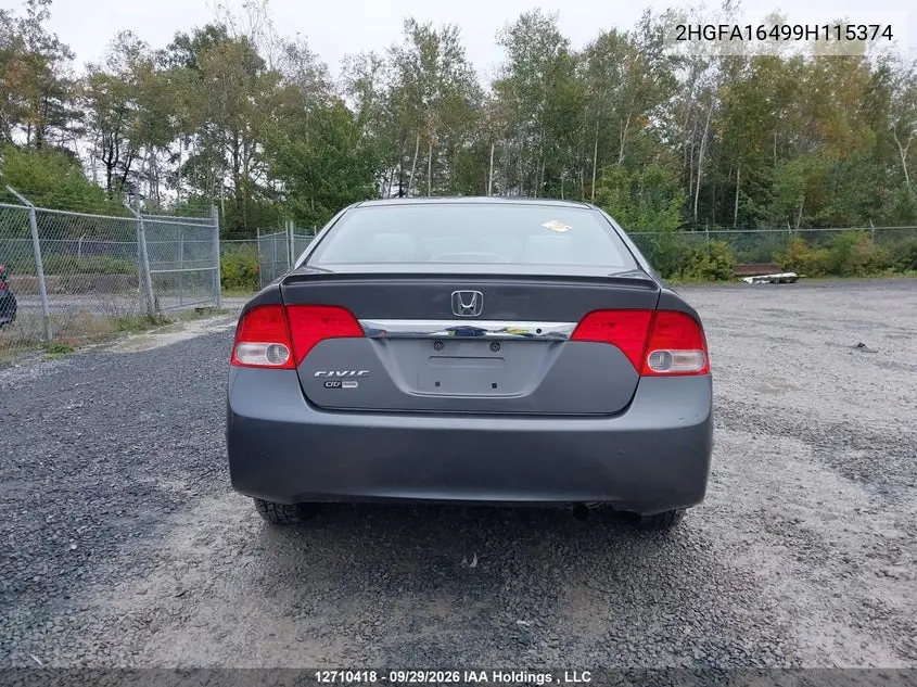 2009 HONDA CIVIC VIN 2HGFA16499H115374 — фото 16
