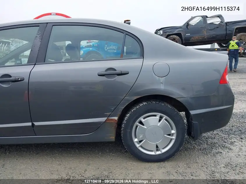 2009 HONDA CIVIC VIN 2HGFA16499H115374 — фото 6