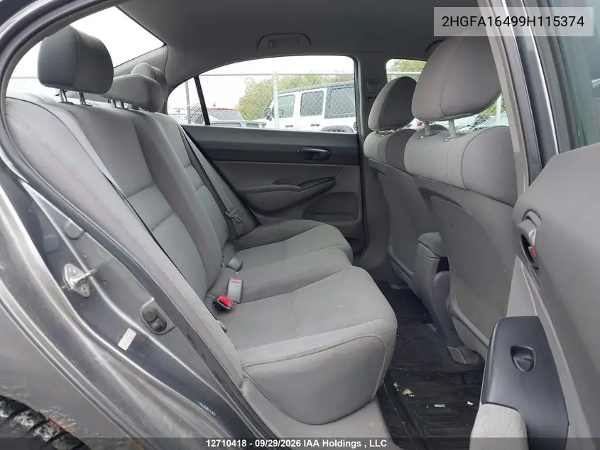 2009 HONDA CIVIC VIN 2HGFA16499H115374 — фото 8