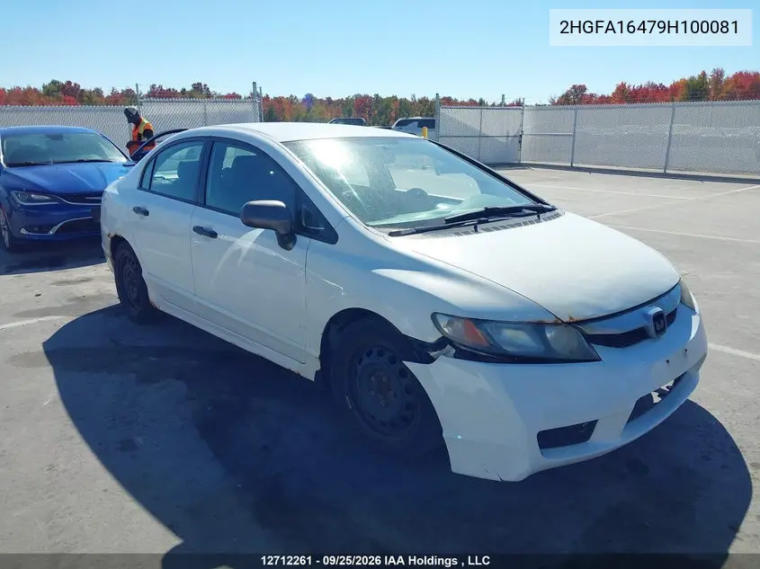 HONDA CIVIC 2009, VIN 2HGFA16479H100081