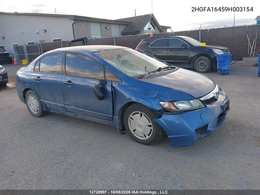 HONDA CIVIC 2009, VIN 2HGFA16459H003154