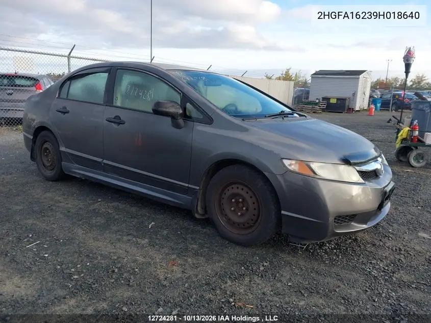 HONDA CIVIC 2009, VIN 2HGFA16239H018640