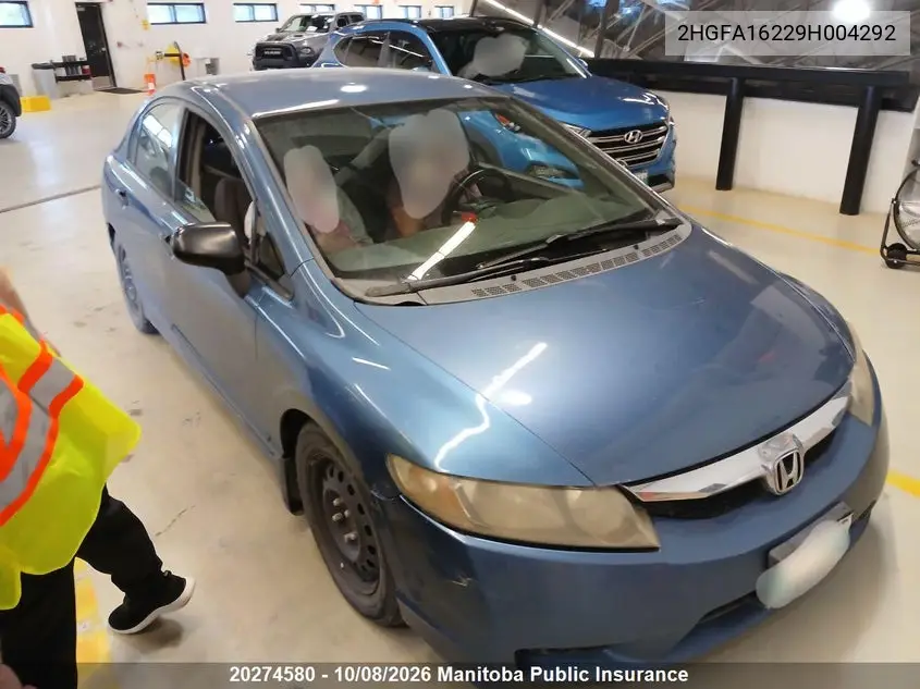 HONDA CIVIC 2009, VIN 2HGFA16229H004292