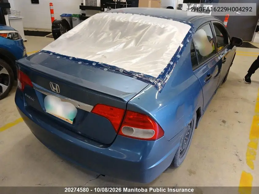2009 HONDA CIVIC VIN 2HGFA16229H004292 — фото 4