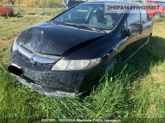 2009 HONDA CIVIC VIN 2HGFA16499H035007 — фото 11