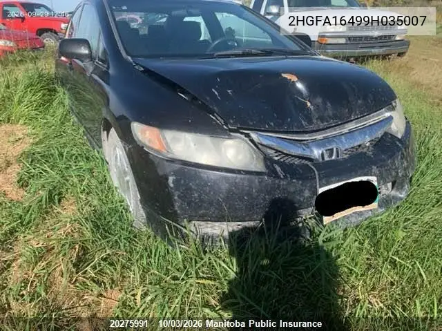2009 HONDA CIVIC VIN 2HGFA16499H035007 — фото 12
