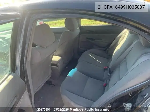 2009 HONDA CIVIC VIN 2HGFA16499H035007 — фото 5