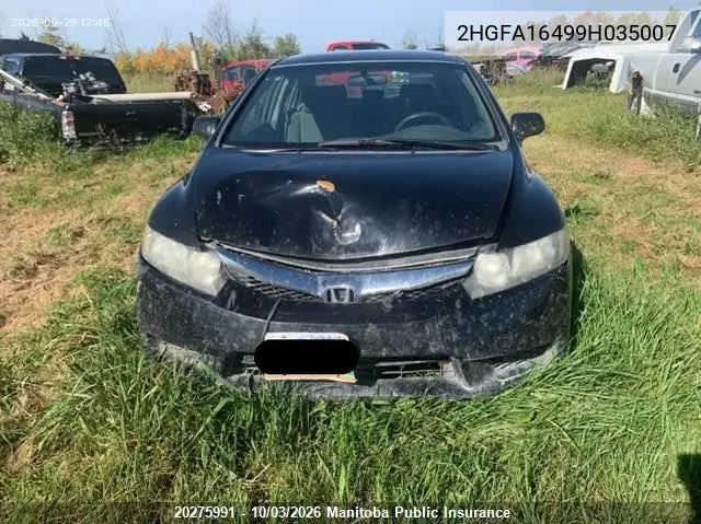 2009 HONDA CIVIC VIN 2HGFA16499H035007 — фото 7