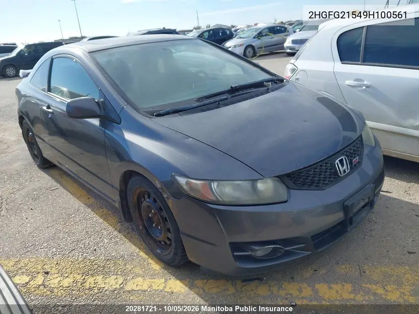 HONDA CIVIC 2009, VIN 2HGFG21549H100561