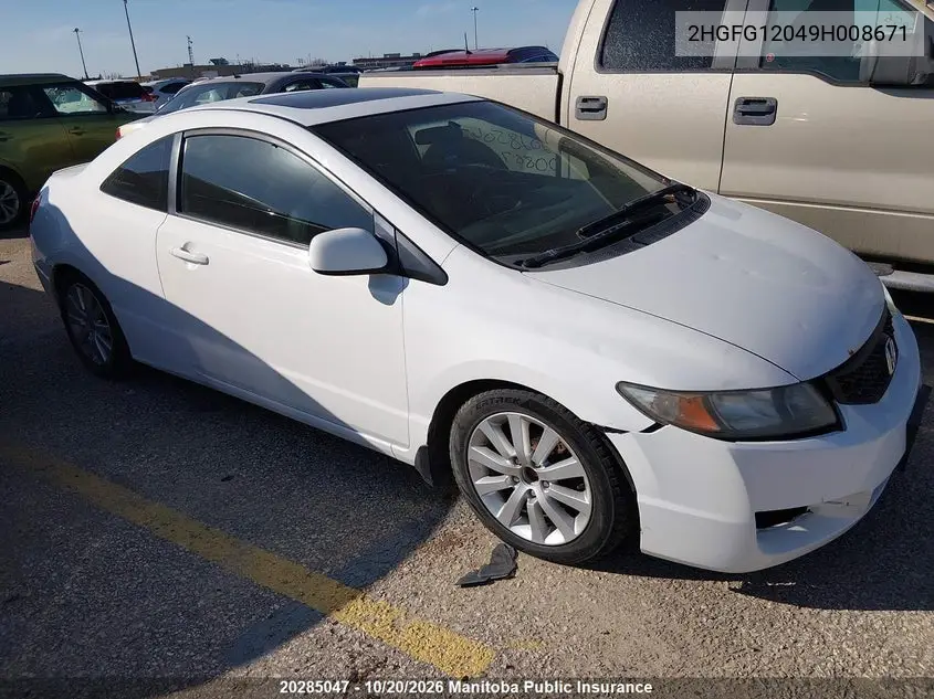 HONDA CIVIC 2009, VIN 2HGFG12049H008671