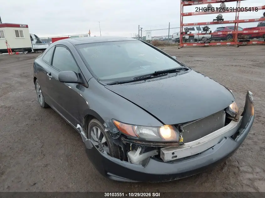HONDA CIVIC 2009, VIN 2HGFG12649H005418