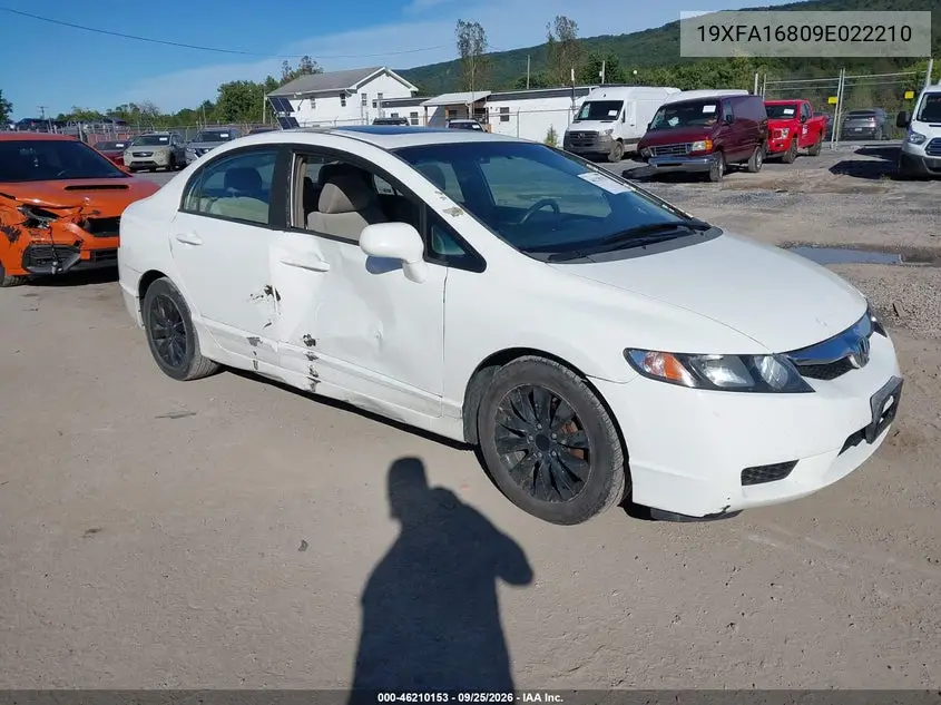 HONDA CIVIC 2009, VIN 19XFA16809E022210