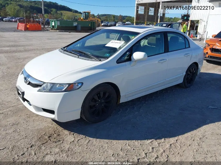 2009 HONDA CIVIC VIN 19XFA16809E022210 — фото 2