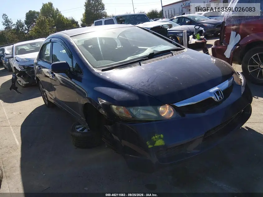HONDA CIVIC 2009, VIN 1HGFA16859L026083