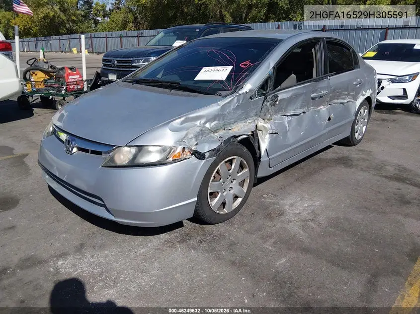 2009 HONDA CIVIC VIN 2HGFA16529H305591 — фото 2