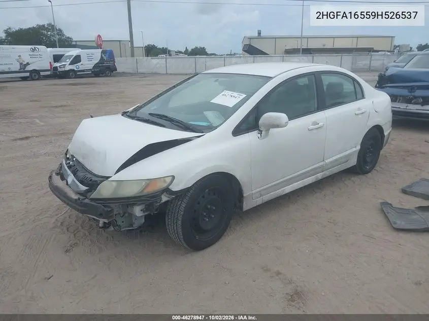 2009 HONDA CIVIC VIN 2HGFA16559H526537 — фото 2