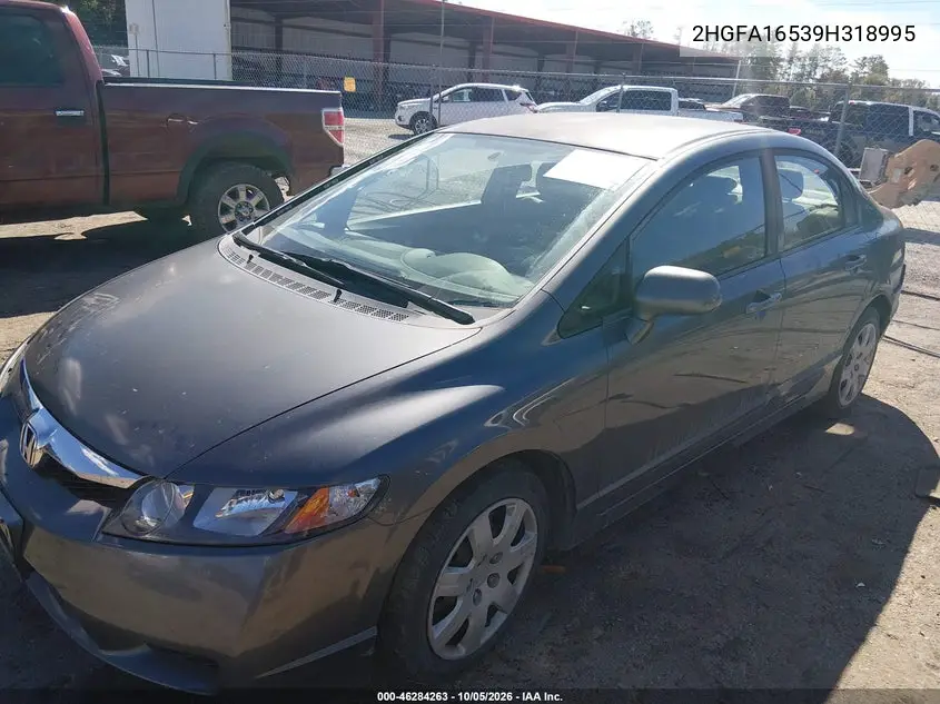 2009 HONDA CIVIC VIN 2HGFA16539H318995 — фото 2