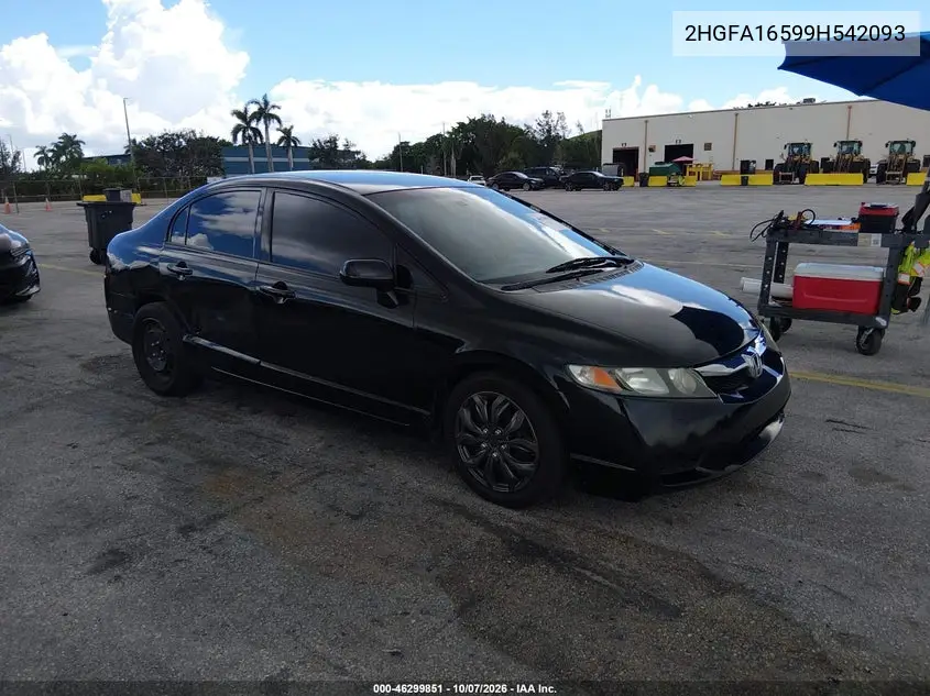 HONDA CIVIC 2009, VIN 2HGFA16599H542093