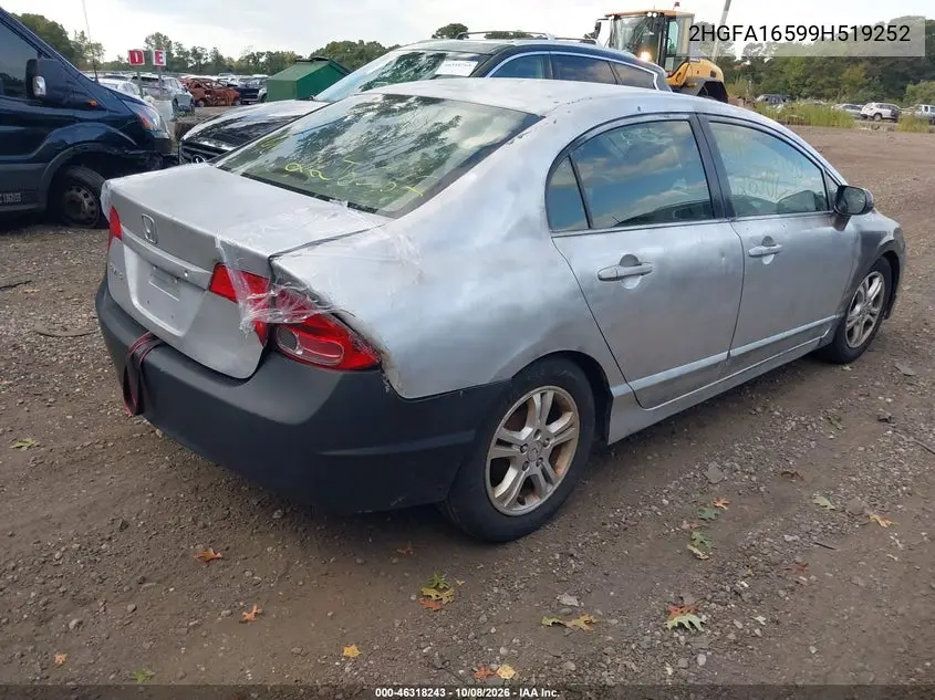 2009 HONDA CIVIC VIN 2HGFA16599H519252 — фото 4