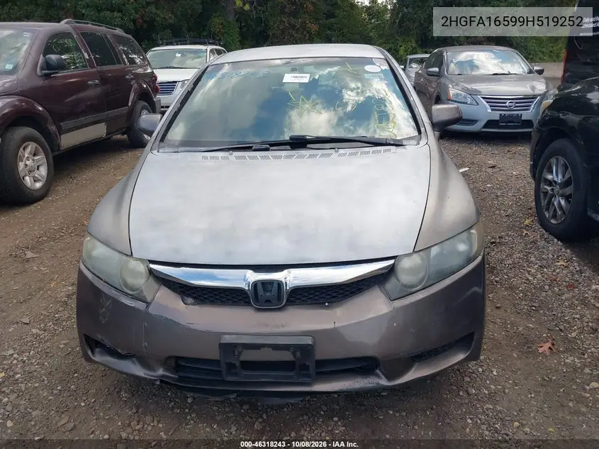 2009 HONDA CIVIC VIN 2HGFA16599H519252 — фото 6