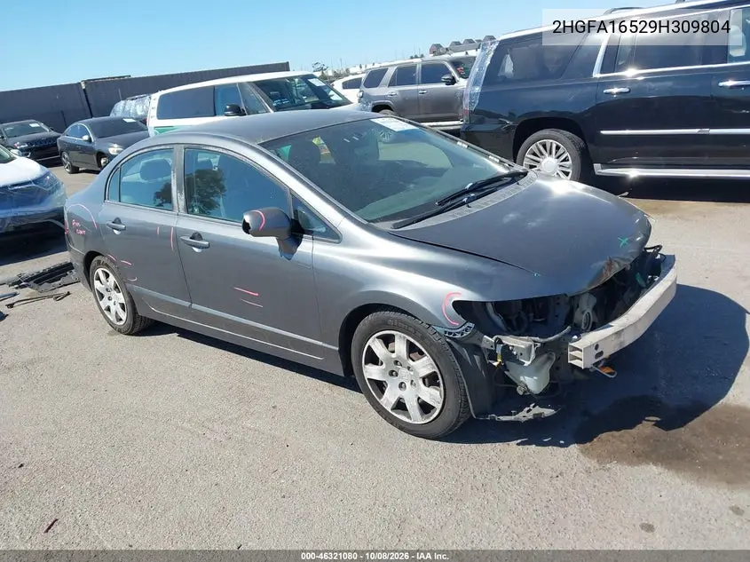 HONDA CIVIC 2009, VIN 2HGFA16529H309804