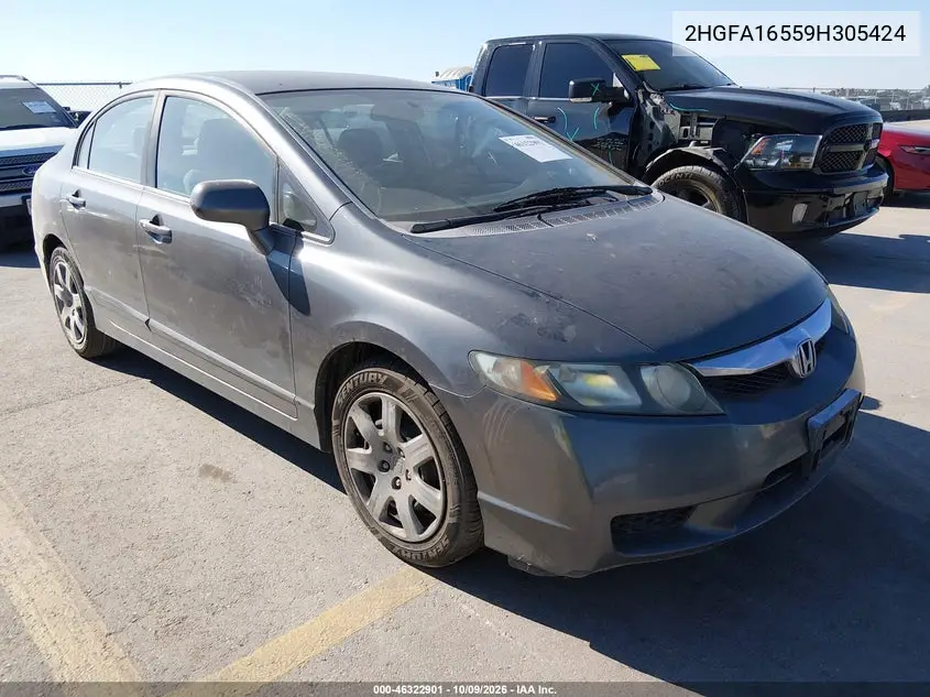 HONDA CIVIC 2009, VIN 2HGFA16559H305424