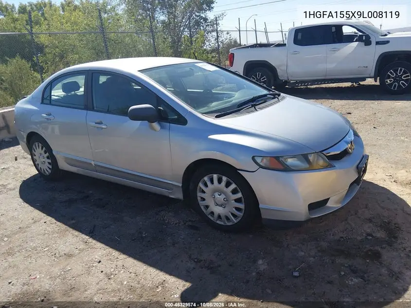 HONDA CIVIC 2009, VIN 1HGFA155X9L008119