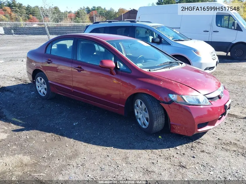 HONDA CIVIC 2009, VIN 2HGFA16599H517548