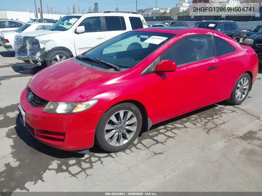 2009 HONDA CIVIC VIN 2HGFG12869H504741 — фото 2