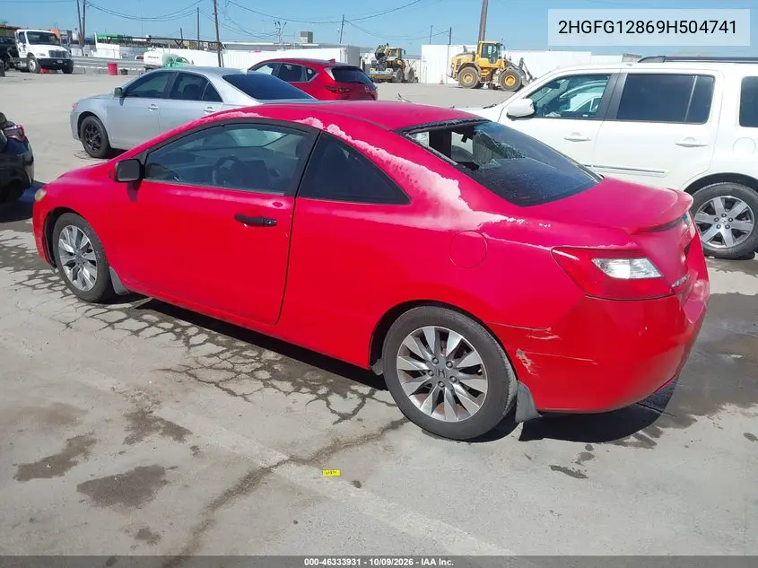 2009 HONDA CIVIC VIN 2HGFG12869H504741 — фото 3