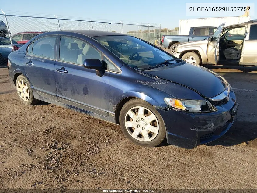 HONDA CIVIC 2009, VIN 2HGFA16529H507752