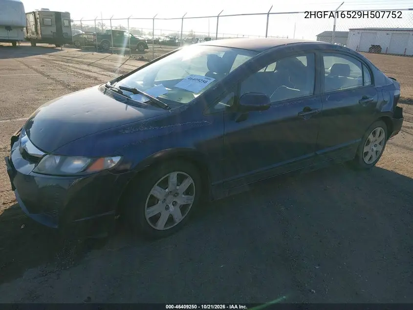 2009 HONDA CIVIC VIN 2HGFA16529H507752 — фото 2