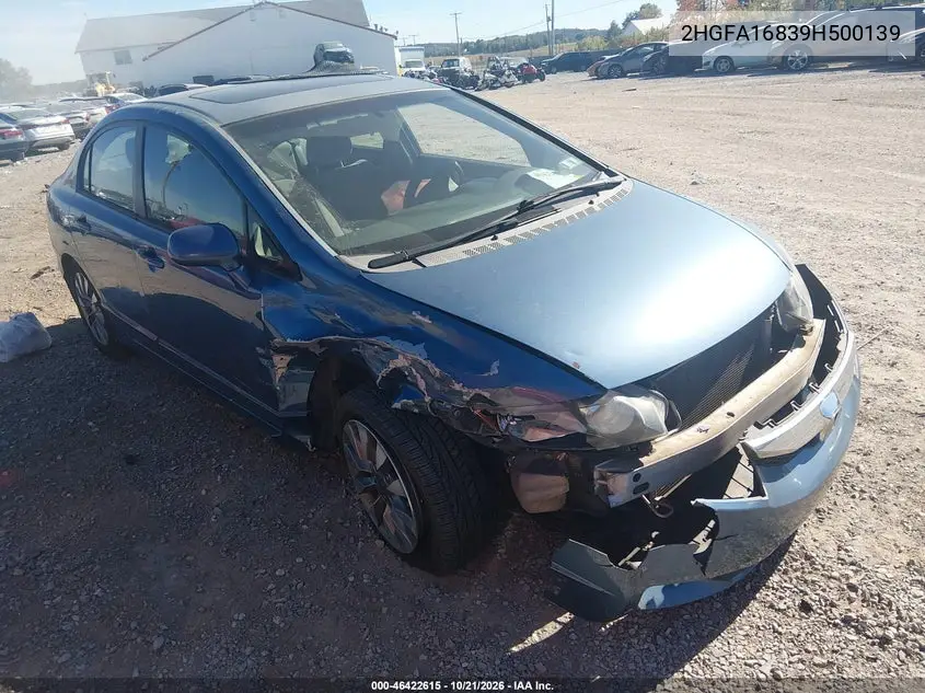 HONDA CIVIC 2009, VIN 2HGFA16839H500139
