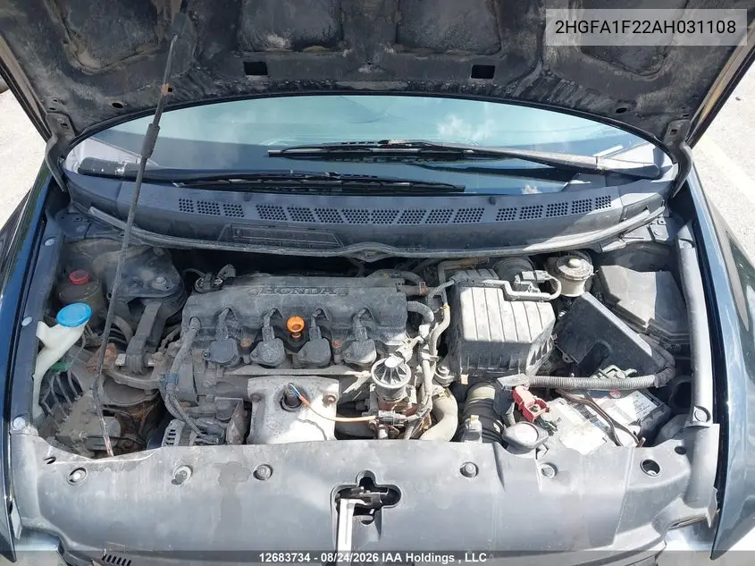 2010 HONDA CIVIC VIN 2HGFA1F22AH031108 — фото 10