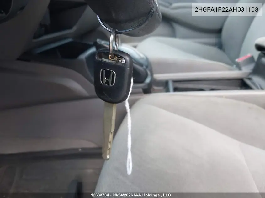 2010 HONDA CIVIC VIN 2HGFA1F22AH031108 — фото 11