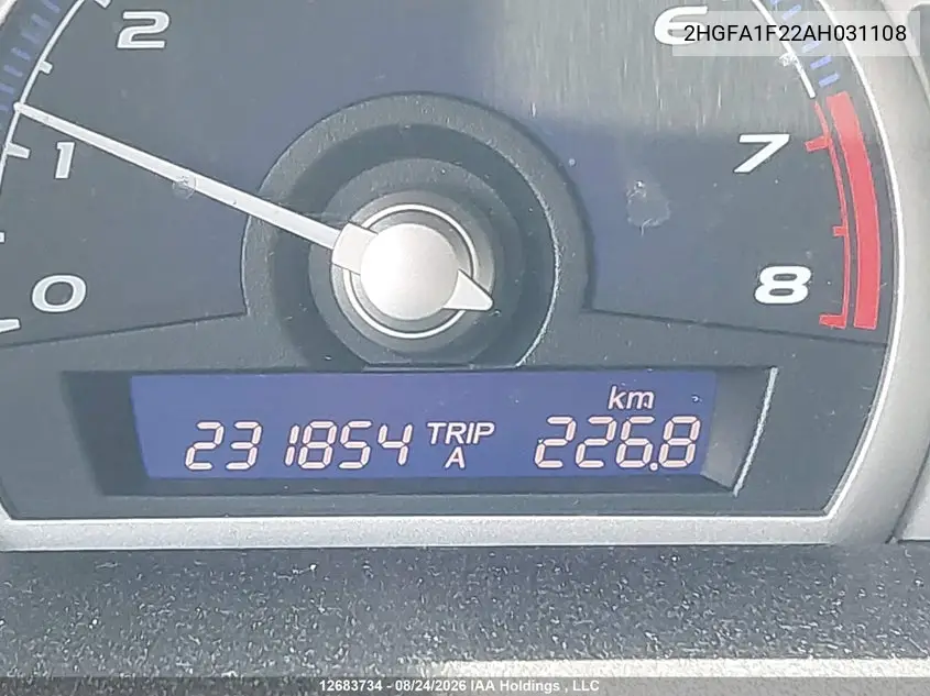 2010 HONDA CIVIC VIN 2HGFA1F22AH031108 — фото 15