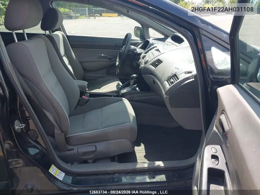 2010 HONDA CIVIC VIN 2HGFA1F22AH031108 — фото 5