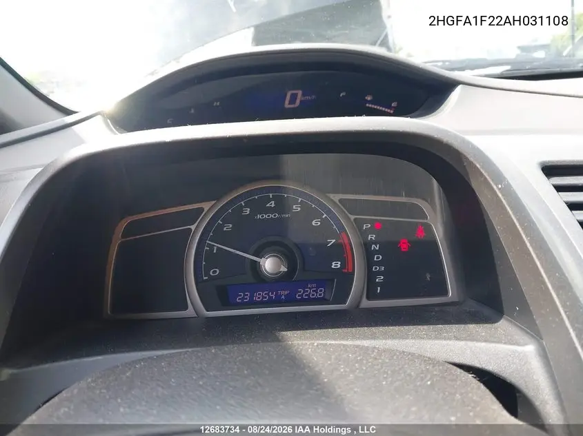 2010 HONDA CIVIC VIN 2HGFA1F22AH031108 — фото 7