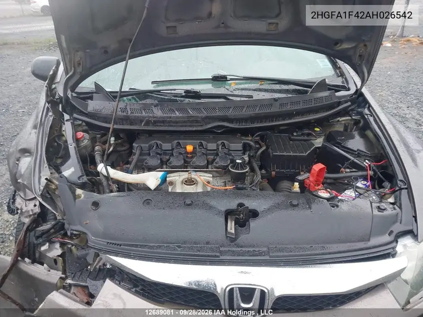 2010 HONDA CIVIC VIN 2HGFA1F42AH026542 — фото 10