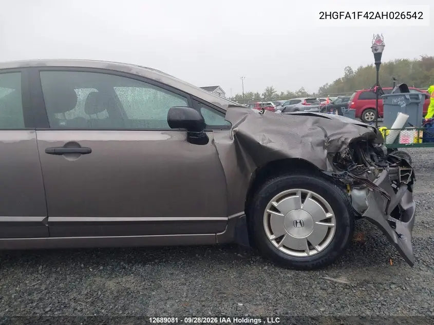 2010 HONDA CIVIC VIN 2HGFA1F42AH026542 — фото 12