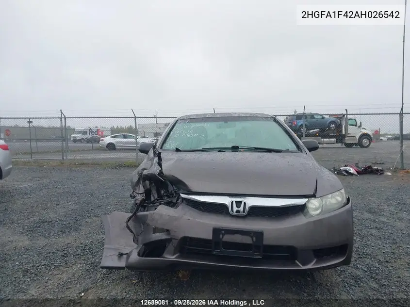 2010 HONDA CIVIC VIN 2HGFA1F42AH026542 — фото 13
