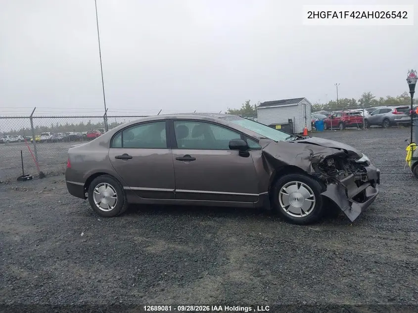 2010 HONDA CIVIC VIN 2HGFA1F42AH026542 — фото 14