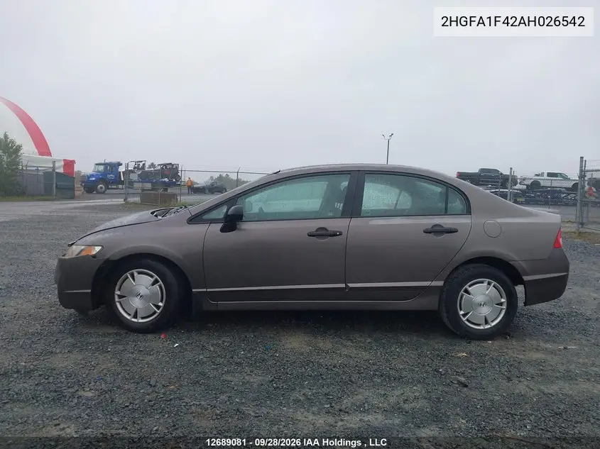2010 HONDA CIVIC VIN 2HGFA1F42AH026542 — фото 15