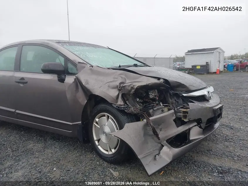 2010 HONDA CIVIC VIN 2HGFA1F42AH026542 — фото 6
