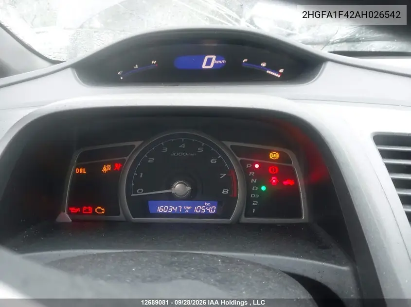 2010 HONDA CIVIC VIN 2HGFA1F42AH026542 — фото 7